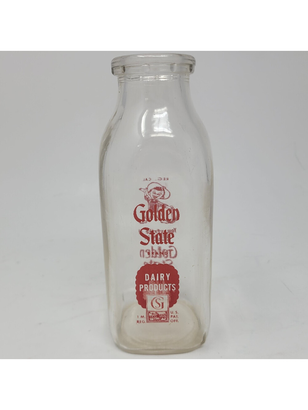 Vintage Golden State Dairy Products Milk Bottle One Pint You Strike It Rich CA